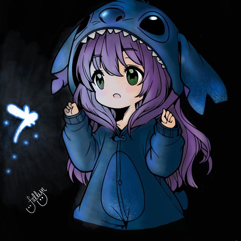 anime girl in a stitch onsie
