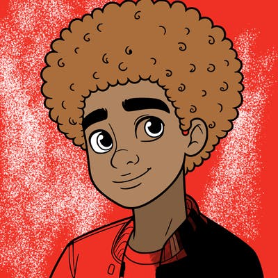 teen boy with afro