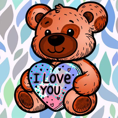 teddy bear holding an i love you heart