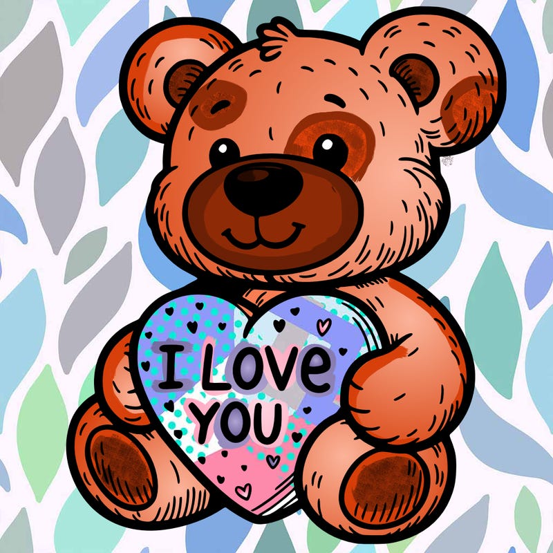 teddy bear holding an i love you heart