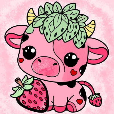 cute strawberry cow