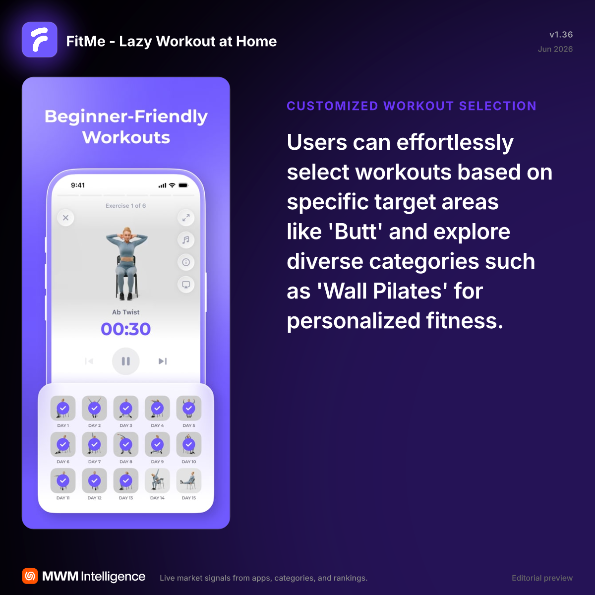 FitMe - Lazy Workout at Home - Health & Fitness App | MWM