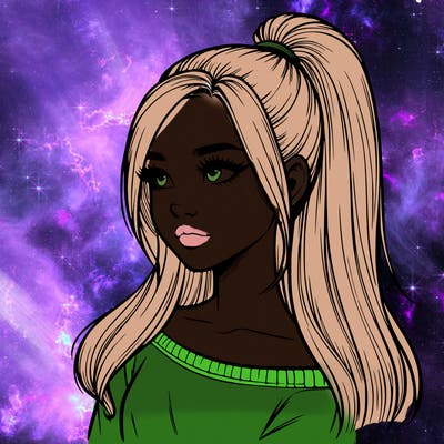 realistic girl with a high ponytail