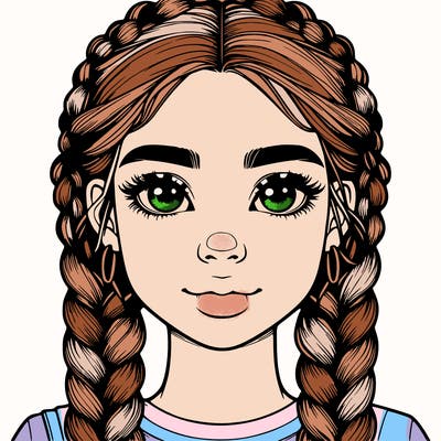 realistic girl with braids