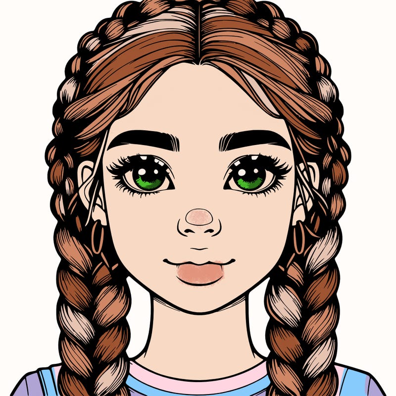 realistic girl with braids