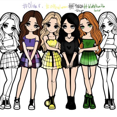 a group of girls realistic