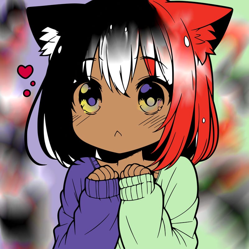 shy anime catgirl