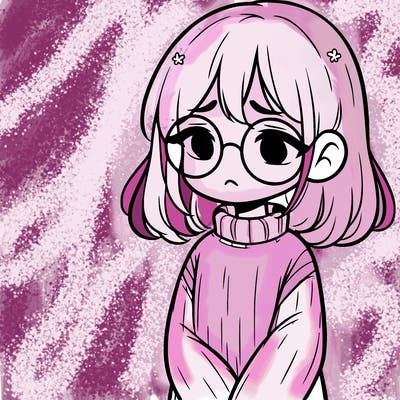 sad girl with glasses in a sweater