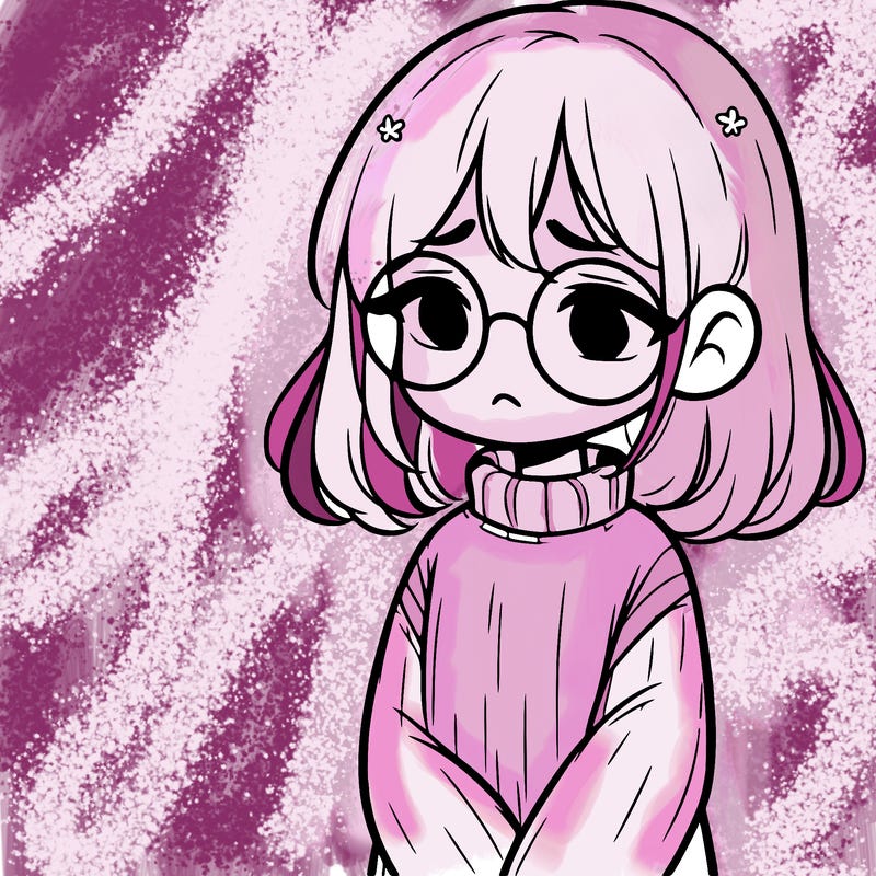 sad girl with glasses in a sweater