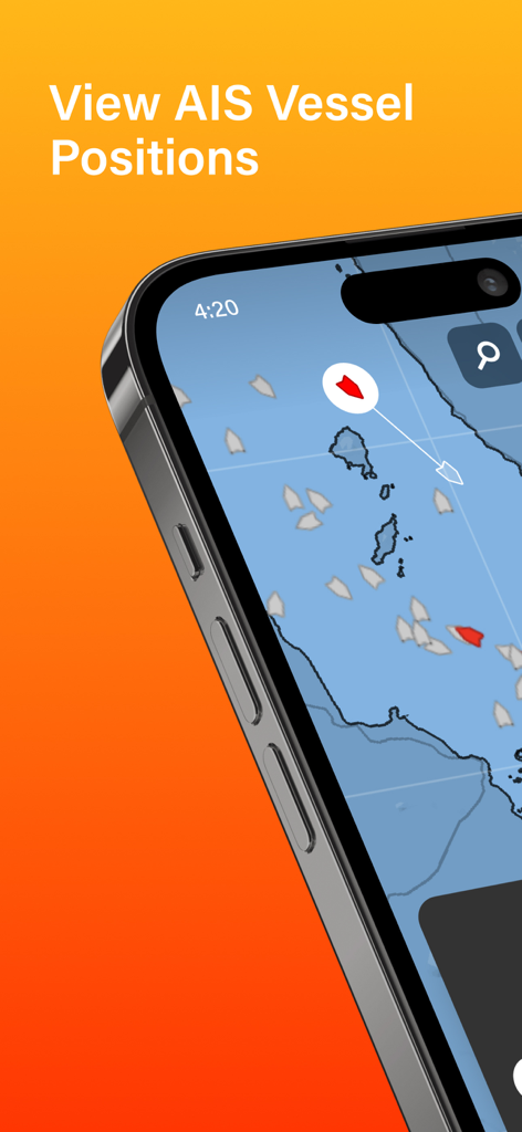 AIS Explorer - Pantalla de smartphone que muestra la aplicación AIS Explorer con posiciones de embarcaciones en tiempo real en un mapa marítimo.