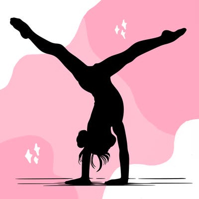 realistic gymnastic hand stand girl in four splits