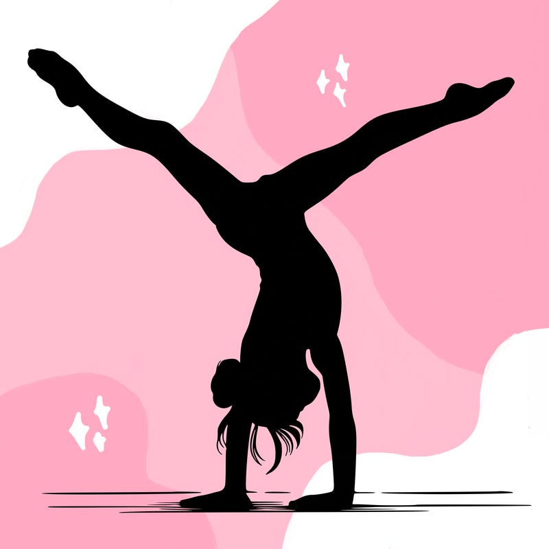 realistic gymnastic hand stand girl in four splits