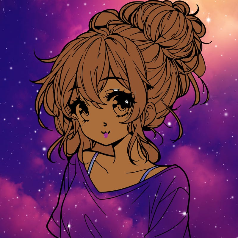 a beautiful anime girl with a messy bun