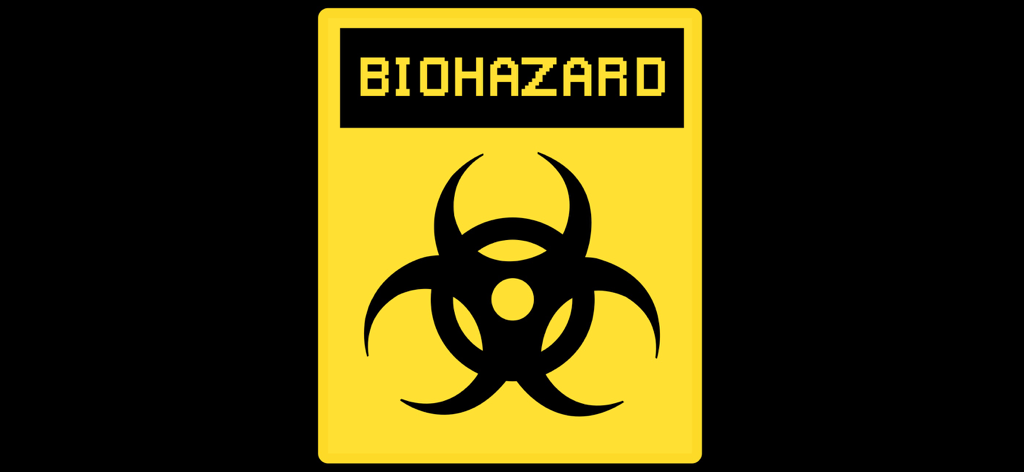 Police Lights & Police Siren - Full-screen yellow biohazard warning sign with the universal hazard symbol