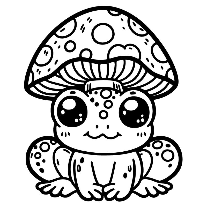 cute frog with mushroom on its head