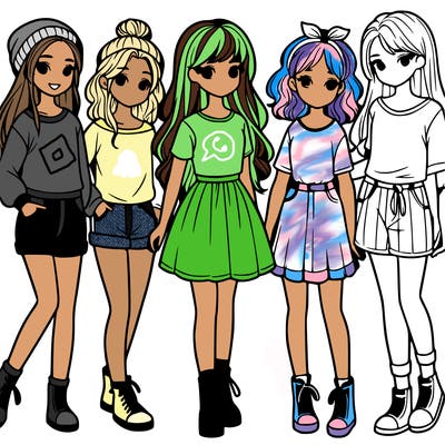 a group of five girls