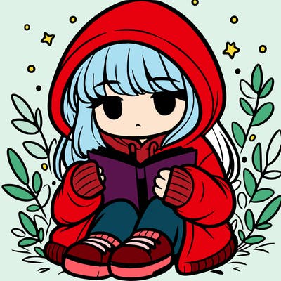 girl in oversized hoodie reading a book