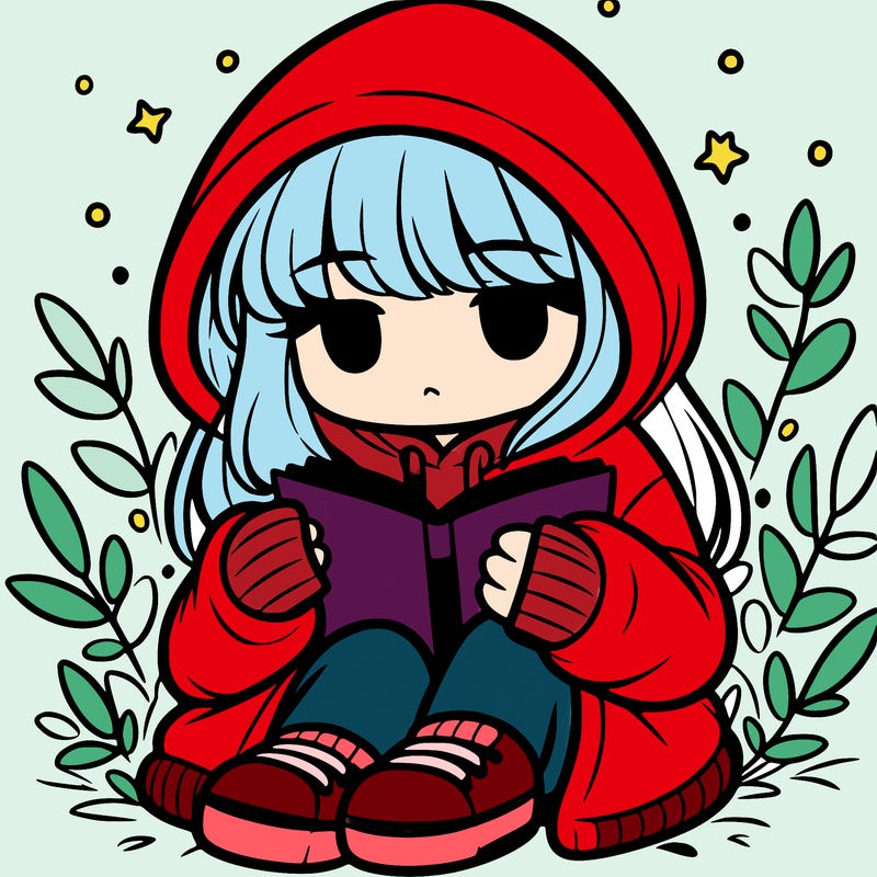 girl in oversized hoodie reading a book