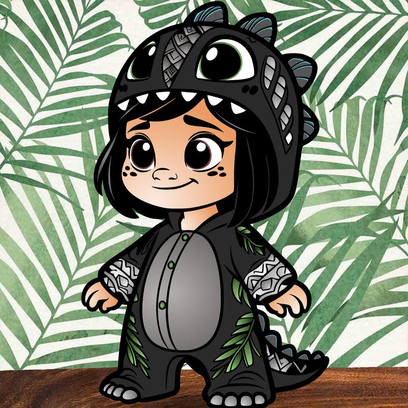 disney's lilo dressed in a toothless onesie