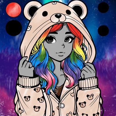 realistic girl in a animal pjs hoodie