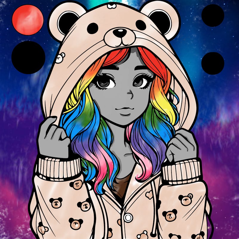 realistic girl in a animal pjs hoodie