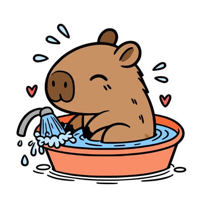 capybara taking a bath