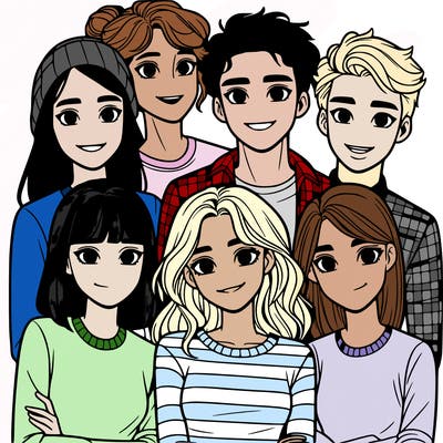 group of girl and guy friends