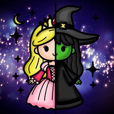 split princess and witch