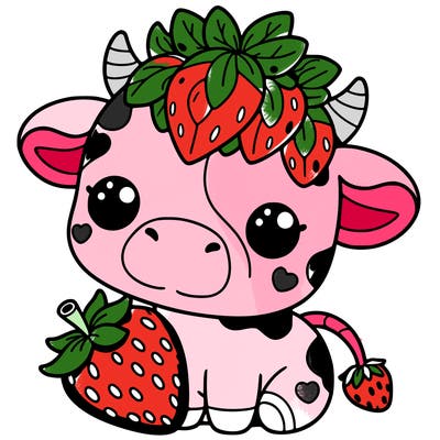 cute strawberry cow