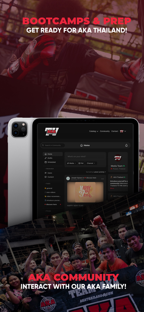 AKA Thailand TV - AKA Thailand TV app showcasing training bootcamps and a community platform for combat sports fans
