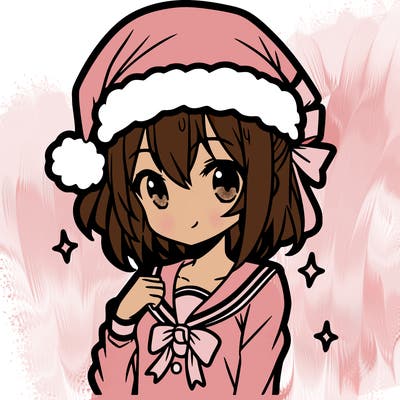 anime girl wearing a santa hat