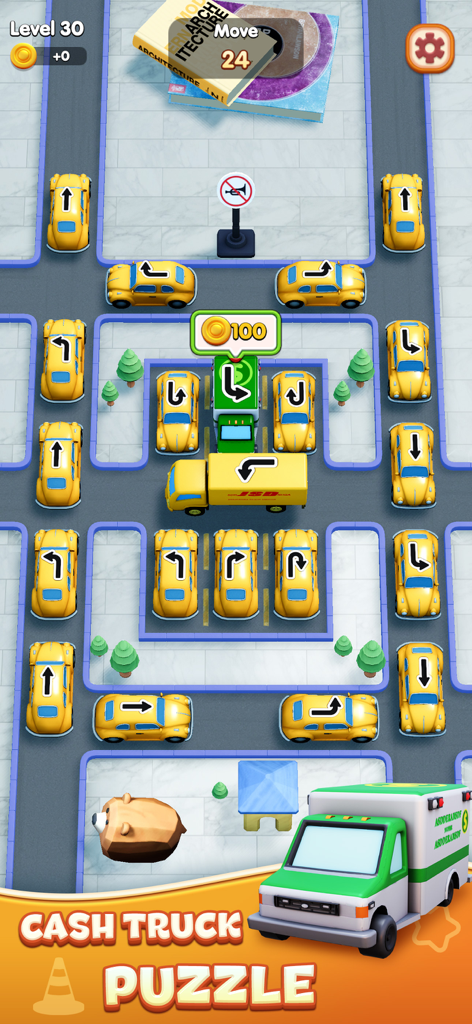 Toy Car: Traffic Jam - Gameplay of Toy Car Traffic Jam featuring a Cash Truck puzzle level