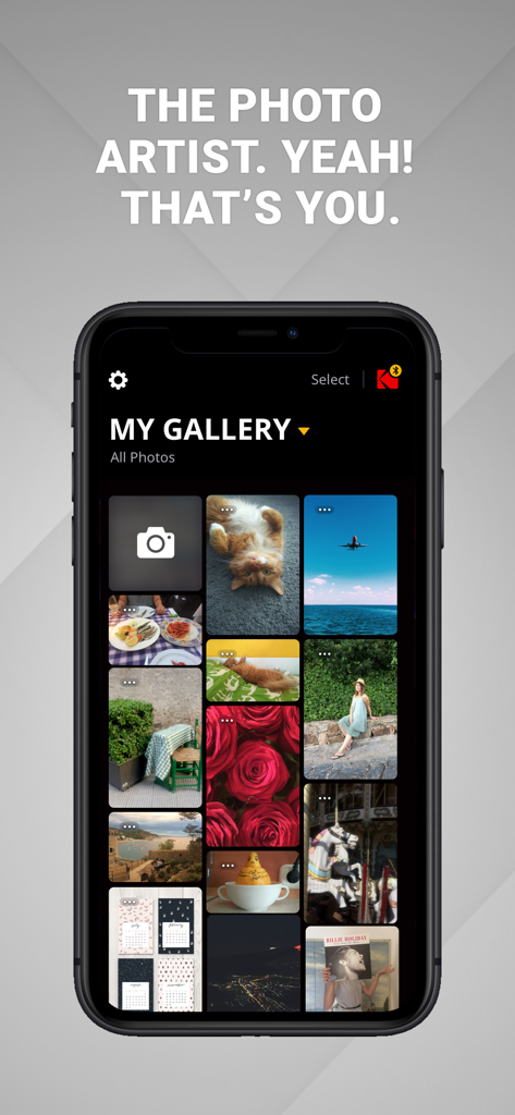 KODAK STEP Prints - Screenshot dell'app KODAK STEP Prints che mostra la raccolta di foto La mia galleria su uno smartphone
