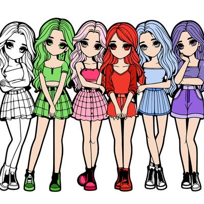 a group of girls realistic