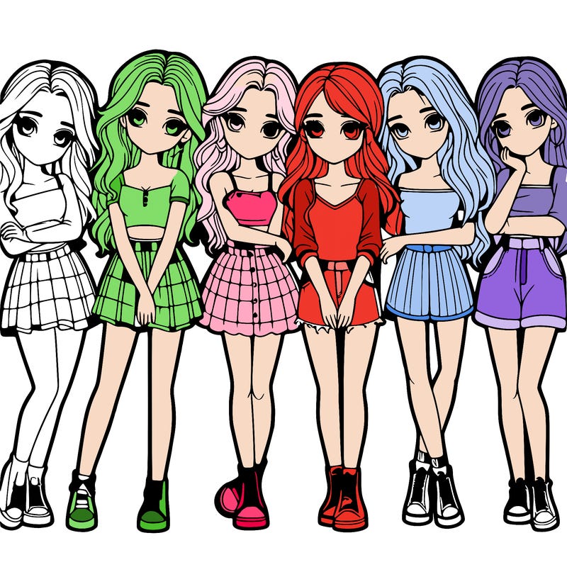 a group of girls realistic