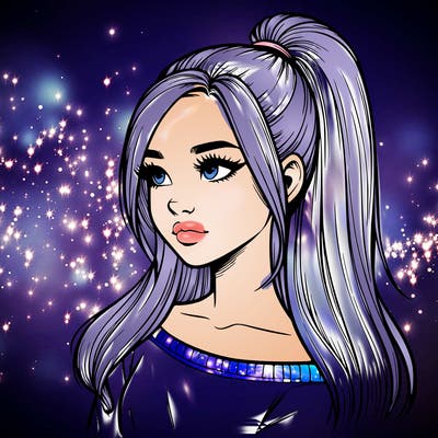 realistic girl with a high ponytail