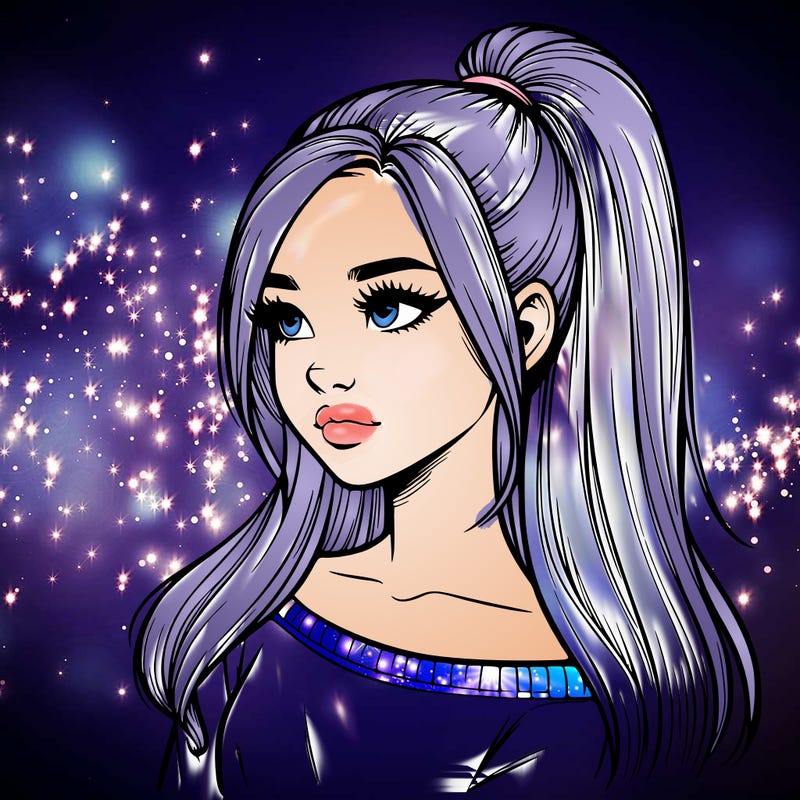 realistic girl with a high ponytail