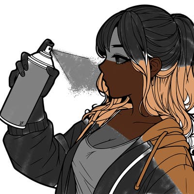 a realistic girl spray, painting