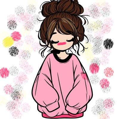 girl with baggy sweatshirt and messy bun