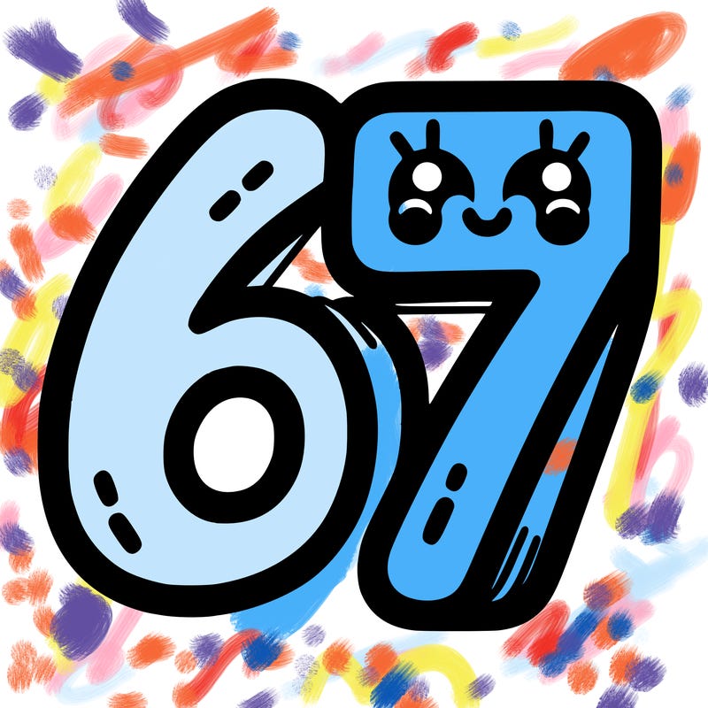 the numbers 67
