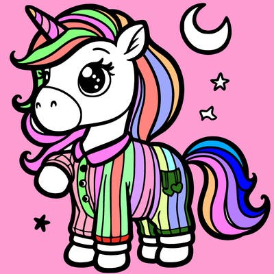 unicorn dressed in pajamas