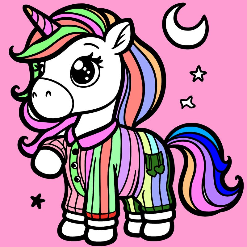 unicorn dressed in pajamas
