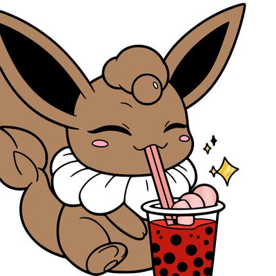 glaceon drinking boba tea