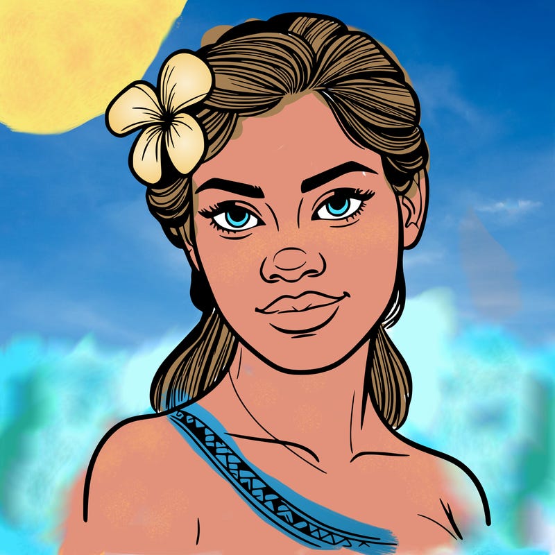 a realistic polynesian woman with a samoan pacific look and a taupou