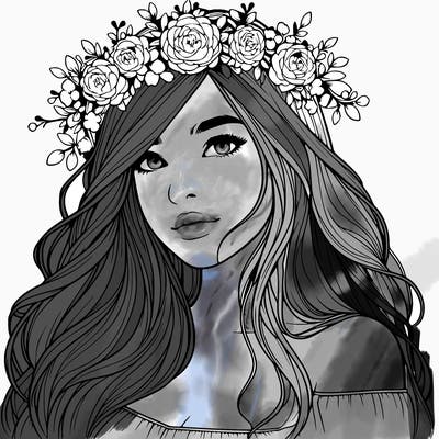 realistic girl with flower crown
