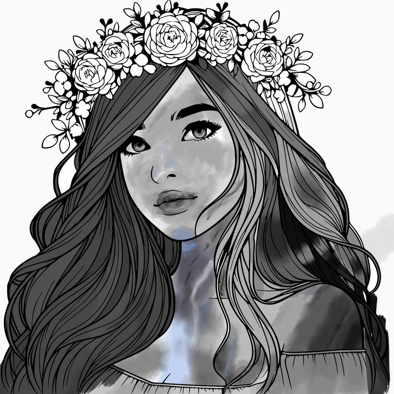 realistic girl with flower crown
