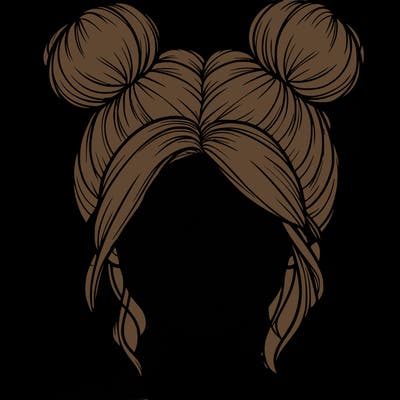 realistic girl with buns on the top of her hair