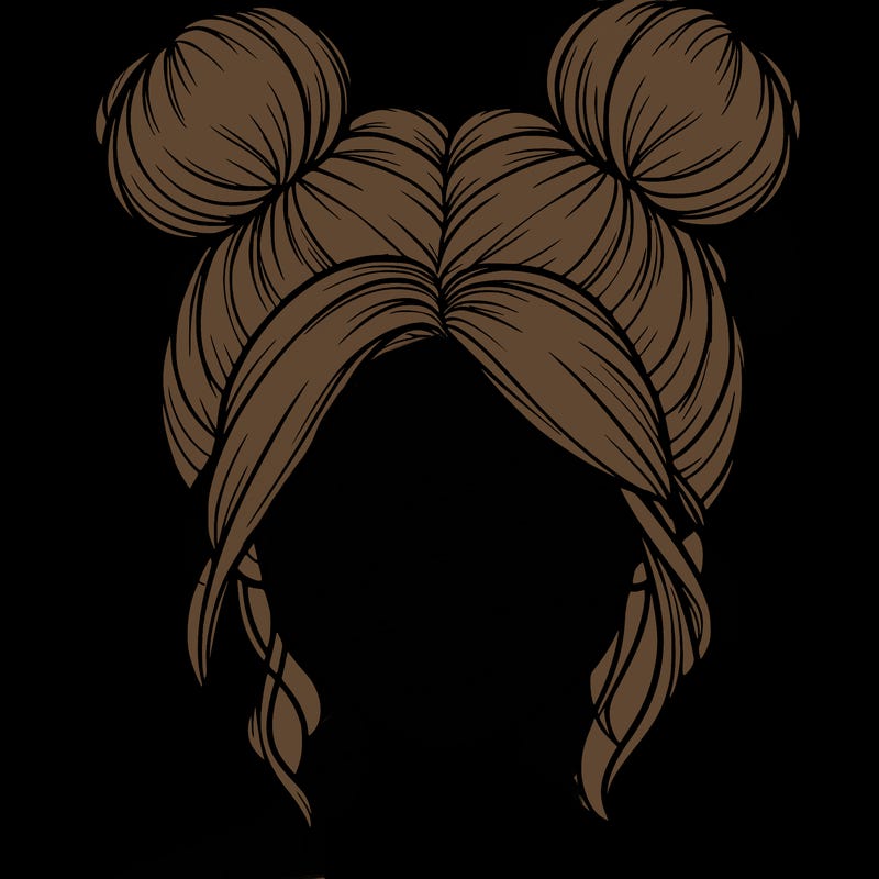 realistic girl with buns on the top of her hair
