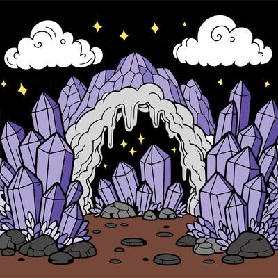 a cave with magic crystals