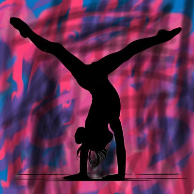 realistic gymnastic hand stand girl in four splits